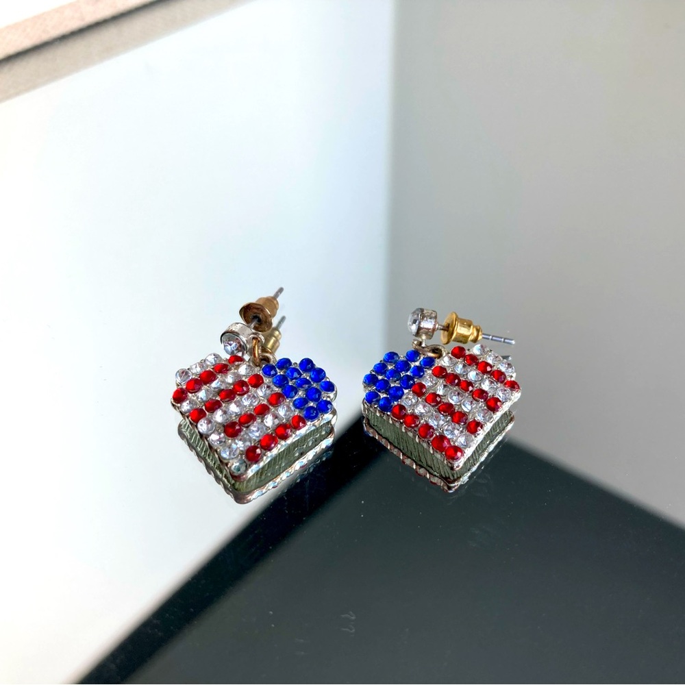 American flag heart earrings